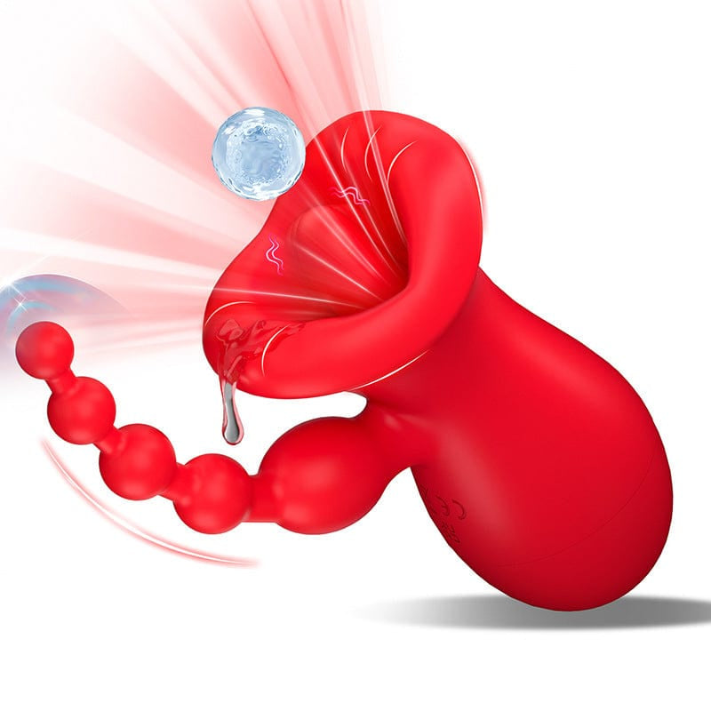 Big Mouth Clitoris Suction Anal Bead Vibrator with 10 Tongue Licking Modes